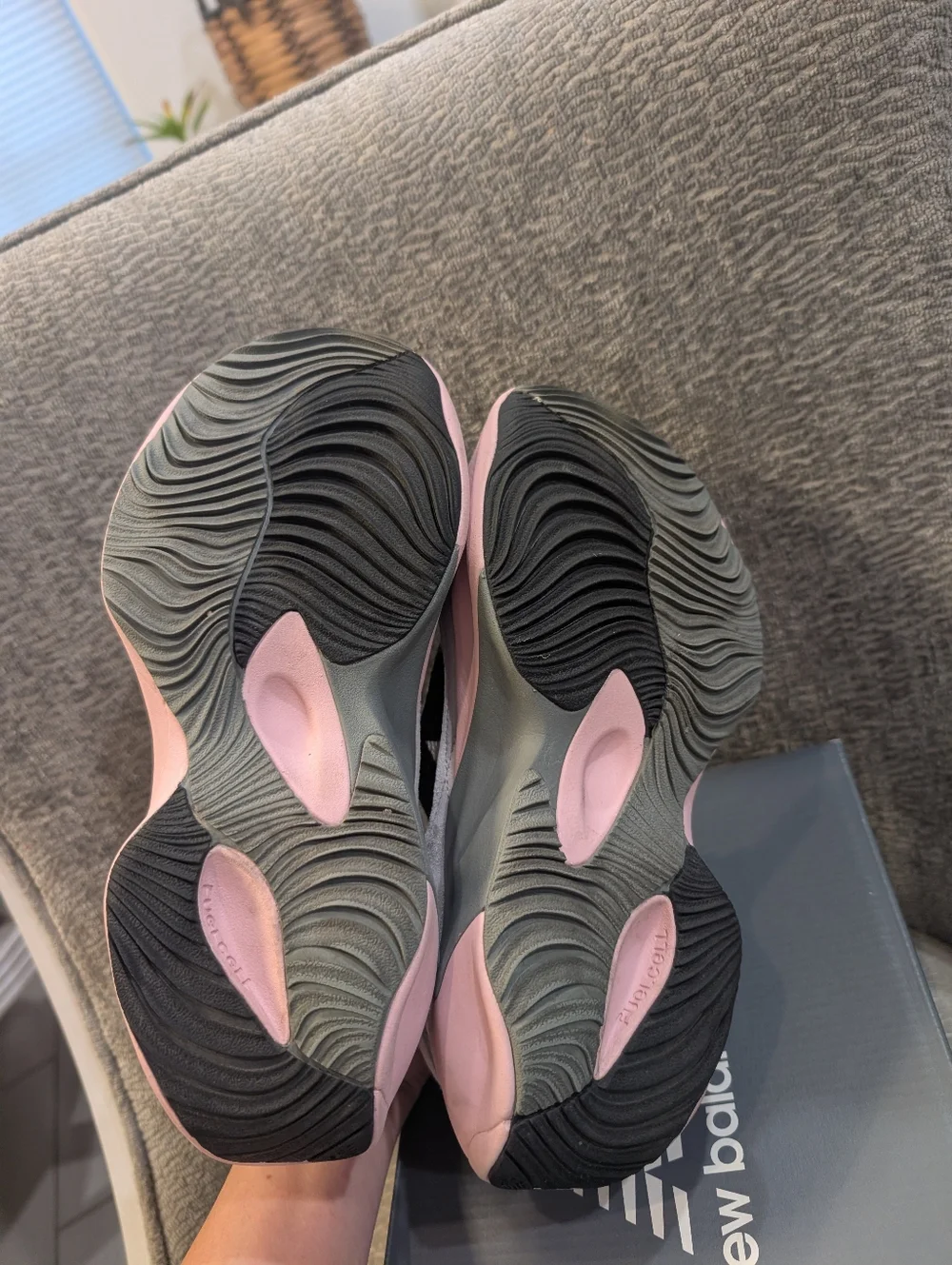 New Balance Women’s Light Gray & Pink Platform Sneakers - Picture 7 of 10